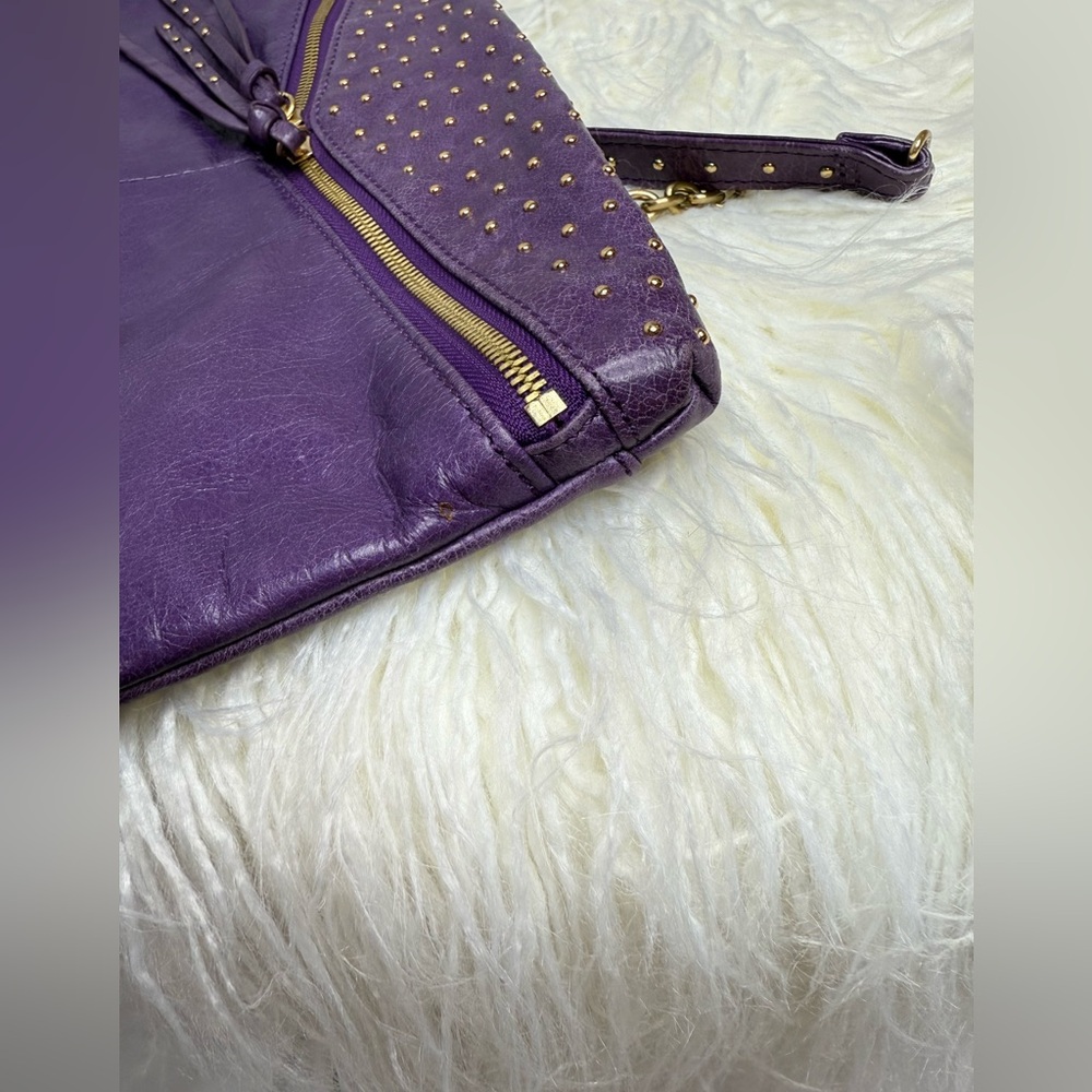 Vintage HOBO Purple Leather Studded Women's Bag - Picture 9 of 9
